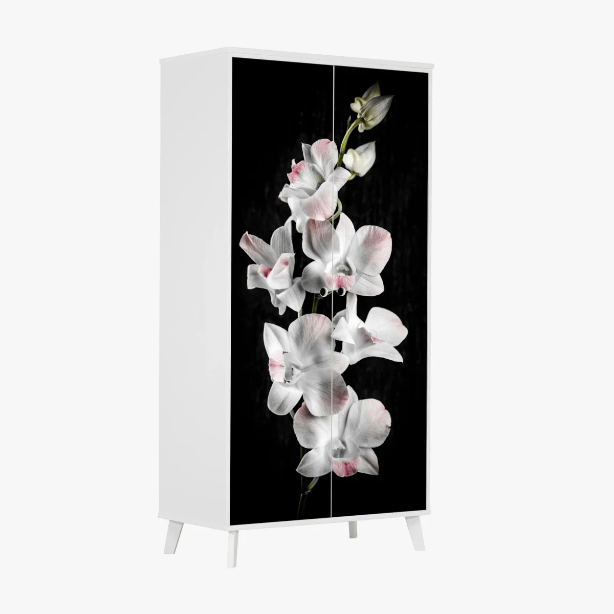 Schrankaufkleber weiße und rosa orchidee vor schwarzem hintergrund – Wallnifity® Schrankaufkleber weiße und rosa orchidee vor schwarzem hintergrund – Wallnifity®