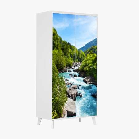 Schrankaufkleber gletscherfluss im grünen tal – Wallnifity®