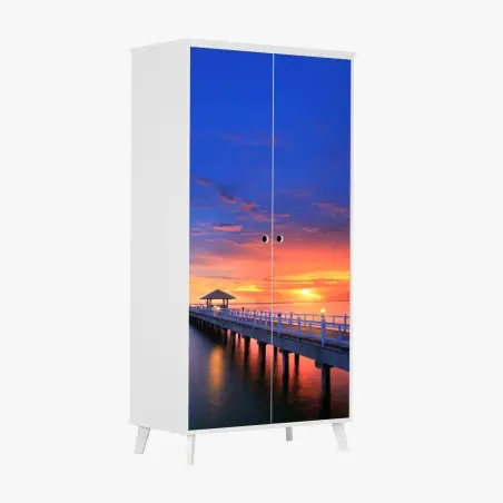 Schrankaufkleber mole bei sonnenuntergang am strand – Wallnifity®