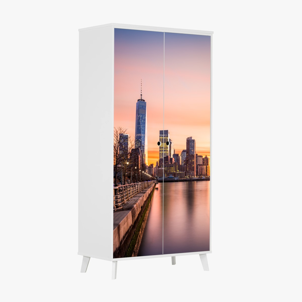 Schrankaufkleber Lower Manhattan bei sonnenuntergang – Wallnifity®