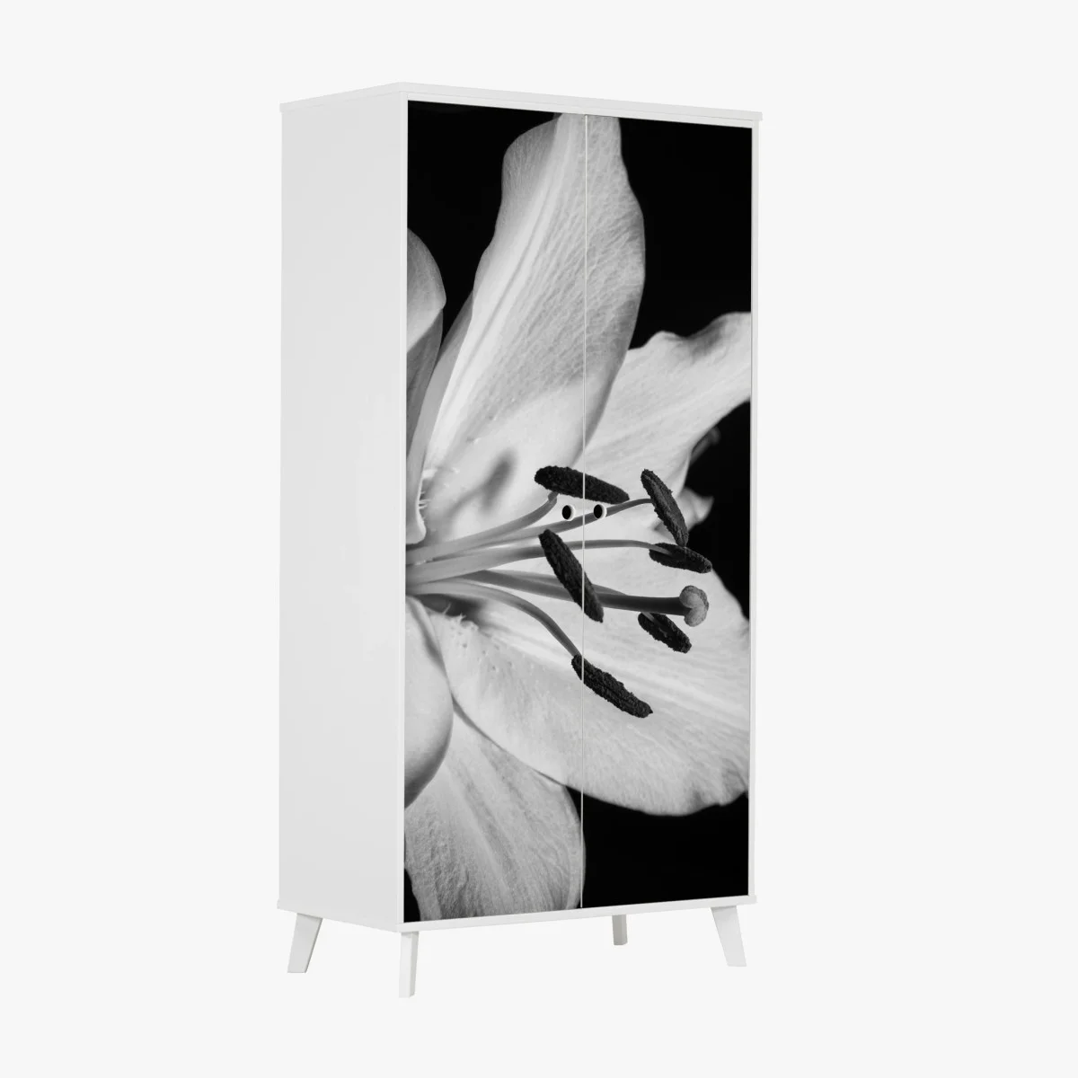 Schrankaufkleber monochrome lilie nahaufnahme – Wallnifity® Schrankaufkleber monochrome lilie nahaufnahme – Wallnifity®