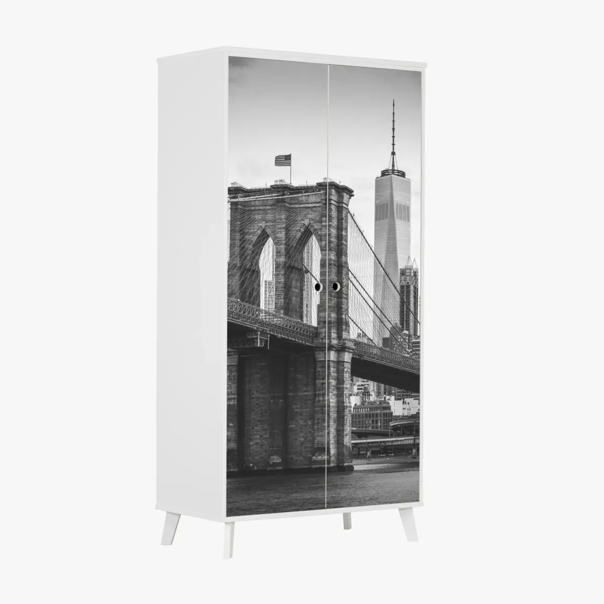 Schrankaufkleber Brooklyn bridge schwarzweiß stadtbild – Wallnifity®