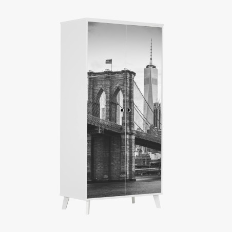 Schrankaufkleber Brooklyn bridge schwarzweiß stadtbild – Wallnifity®