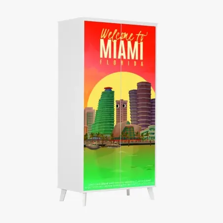 Schrankaufkleber Miami sonnenuntergang skyline – Wallnifity®