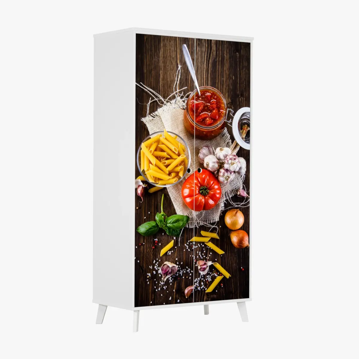 Schrankaufkleber rustikales italienisches pasta-arrangement – Wallnifity®