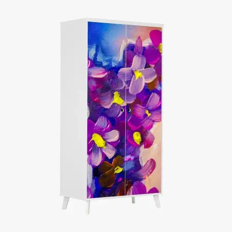 Schrankaufkleber intensiver violetter blumenstrauß – Wallnifity®