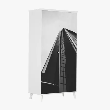 Schrankaufkleber monochromer wolkenkratzer in perspektive – Wallnifity®