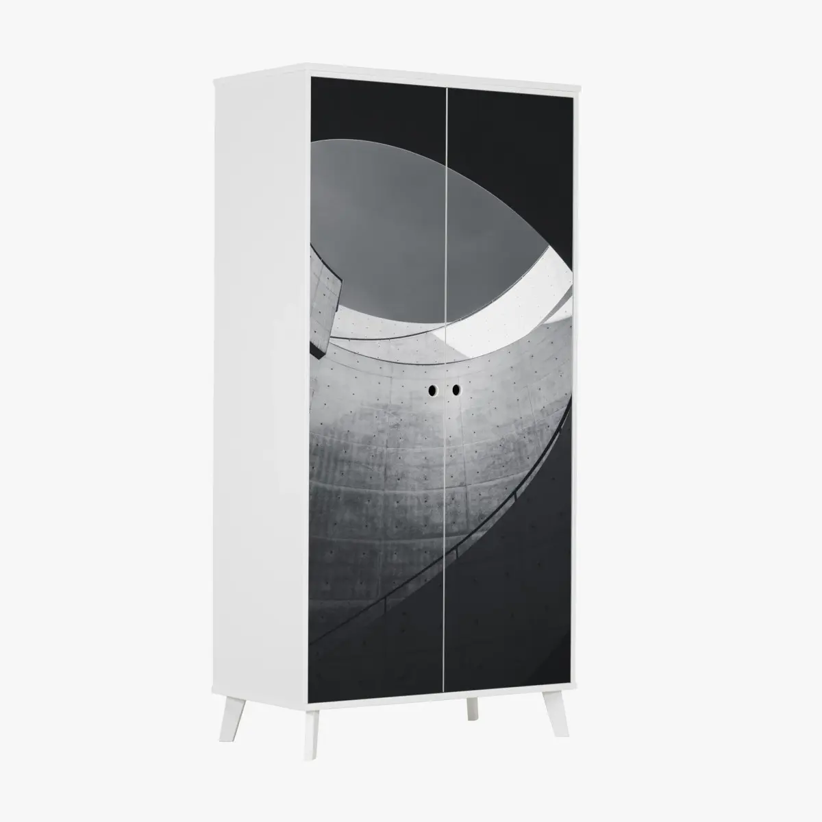 Schrankaufkleber geschwungene beton-spiraltreppe – Wallnifity®