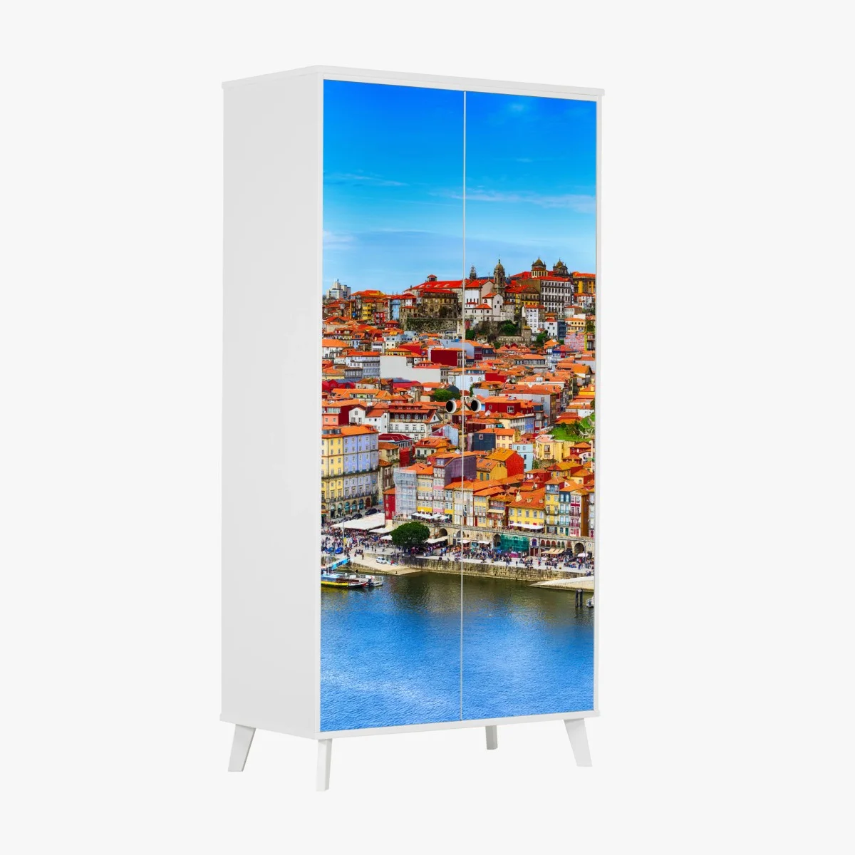 Schrankaufkleber Porto buntes uferpanorama – Wallnifity® Schrankaufkleber Porto buntes uferpanorama – Wallnifity®