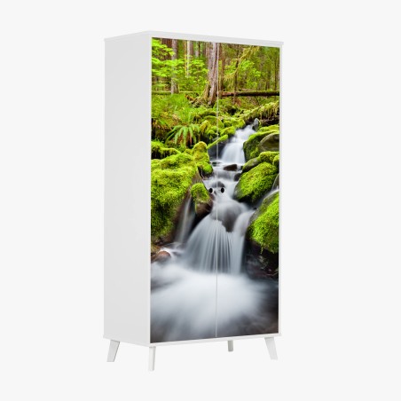 Schrankaufkleber moosbedeckter bach bei Sol Duc Falls – Wallnifity®