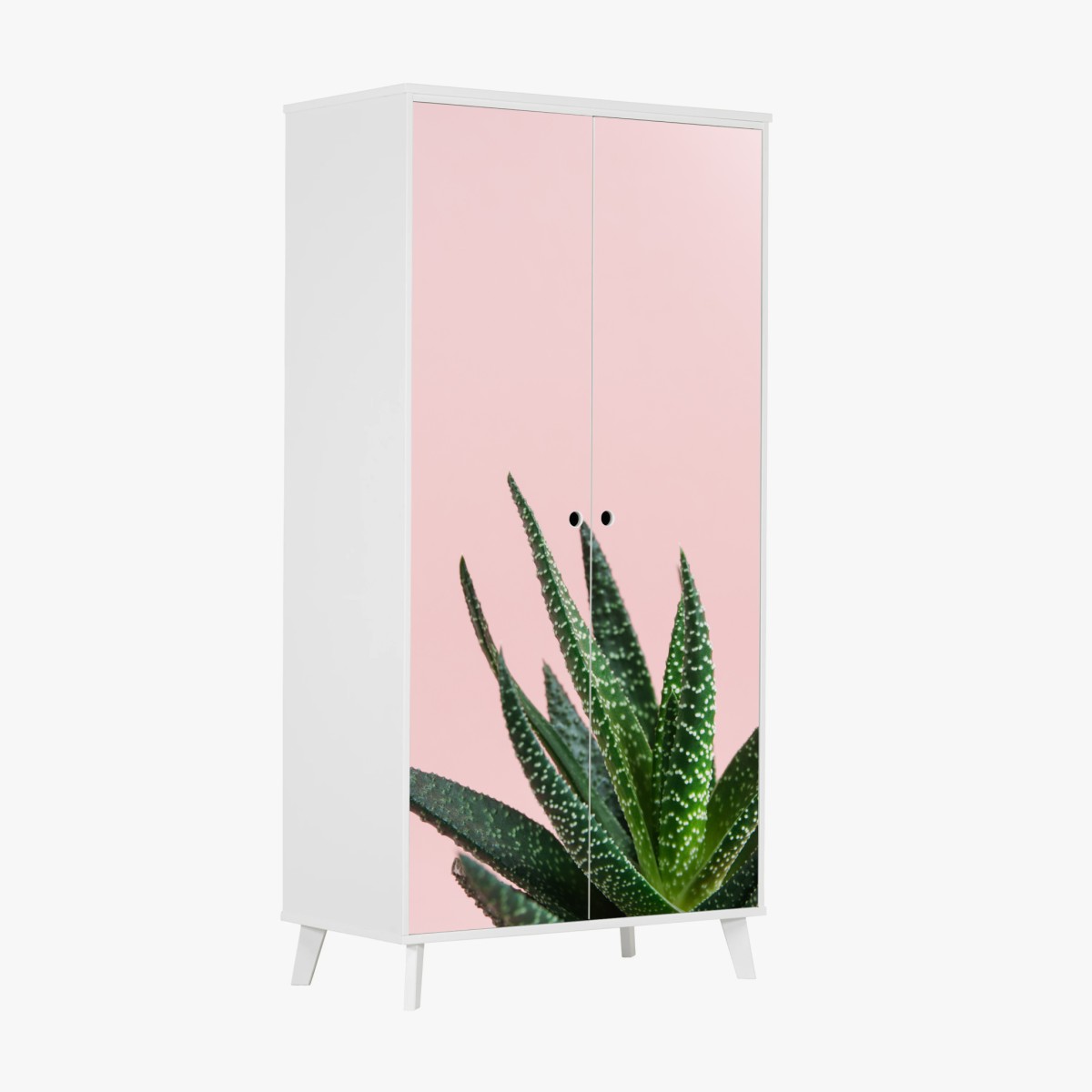 Schrankaufkleber grüner aloes auf rosa hintergrund – Wallnifity®