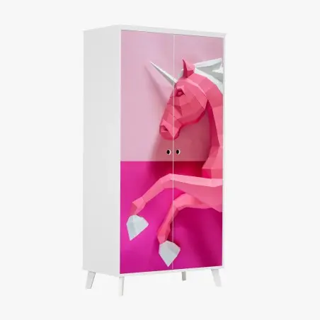 Schrankaufkleber rosa geometrisches einhorn – Wallnifity®