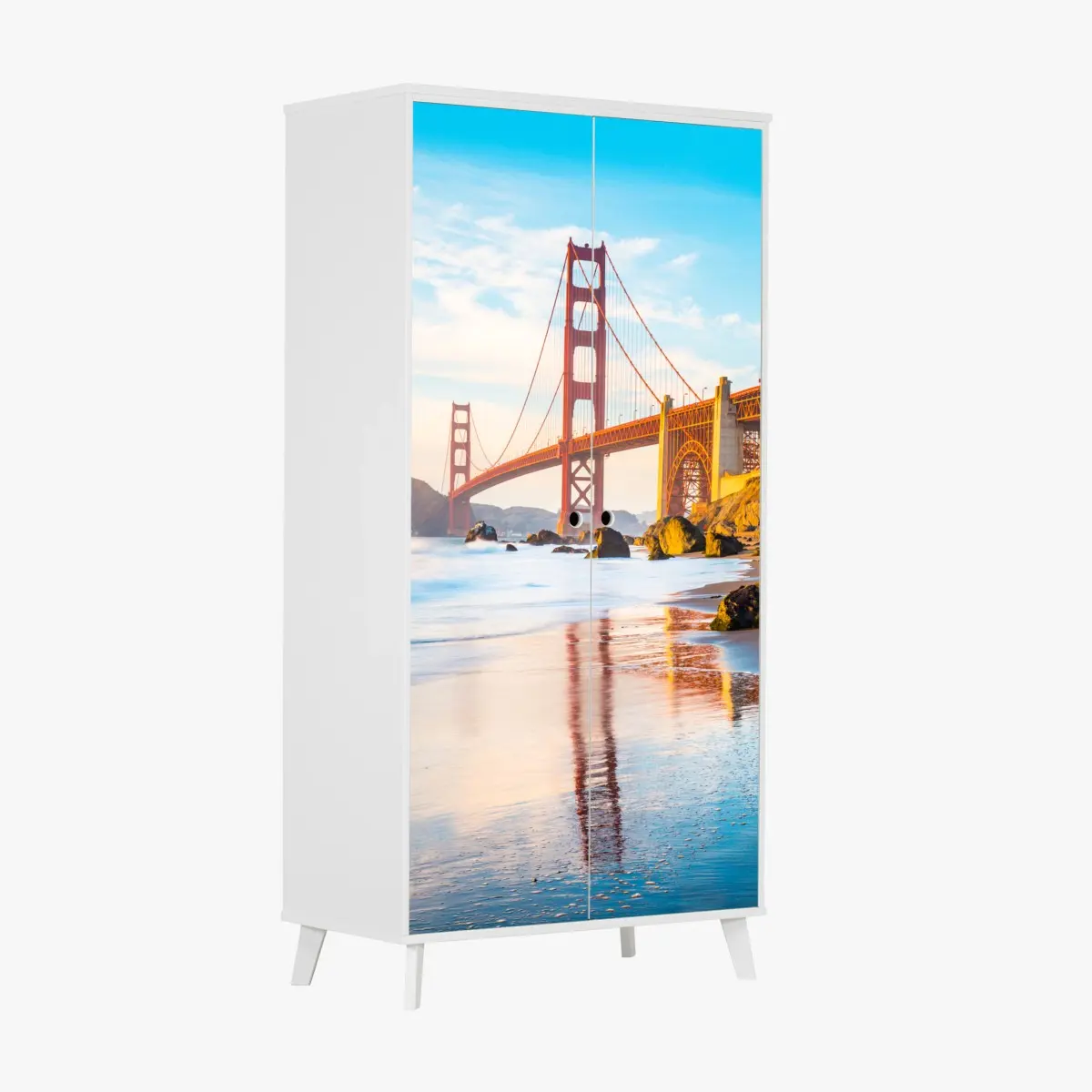 Schrankaufkleber goldene stunde an der Golden Gate Bridge, Baker Beach – Wallnifity®