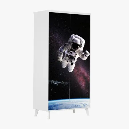 Schrankaufkleber astronaut über der Erde und galaxie – Wallnifity®