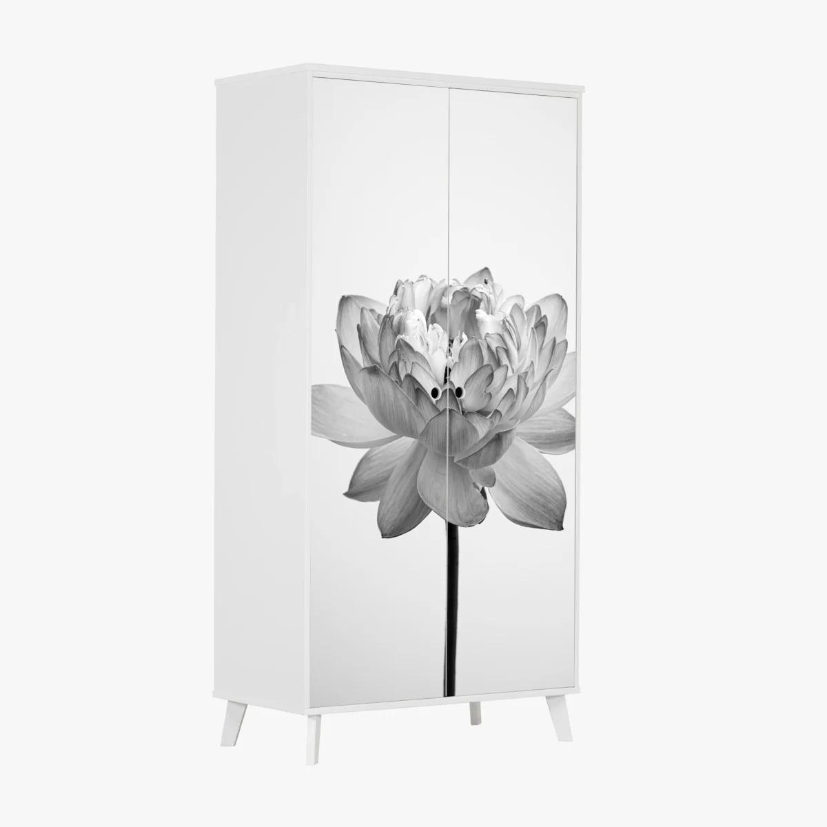 Schrankaufkleber ruhevoller lotus in graustufen – Wallnifity® Schrankaufkleber ruhevoller lotus in graustufen – Wallnifity®