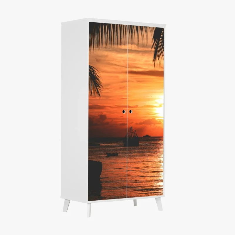 Schrankaufkleber tropischer sonnenuntergang am meer