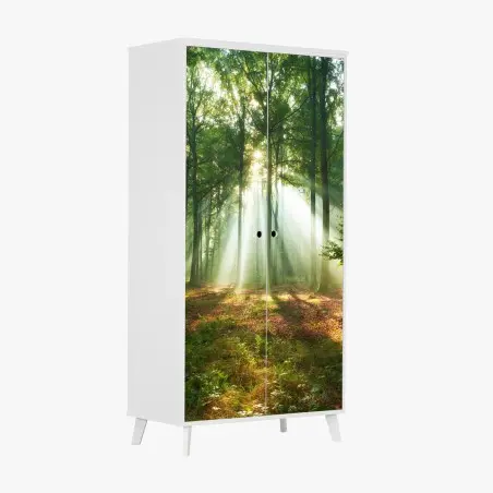 Schrankaufkleber morgendliches licht im wald – Wallnifity®