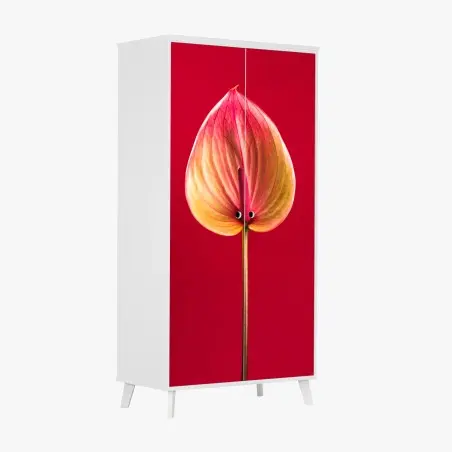 Schrankaufkleber elegantes anthurium vor rotem hintergrund – Wallnifity®