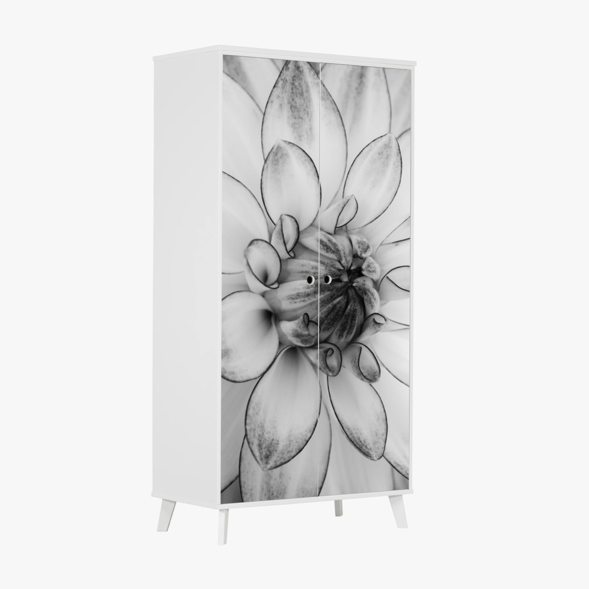 Schrankaufkleber monochrome nahaufnahme einer dahlie – Wallnifity®