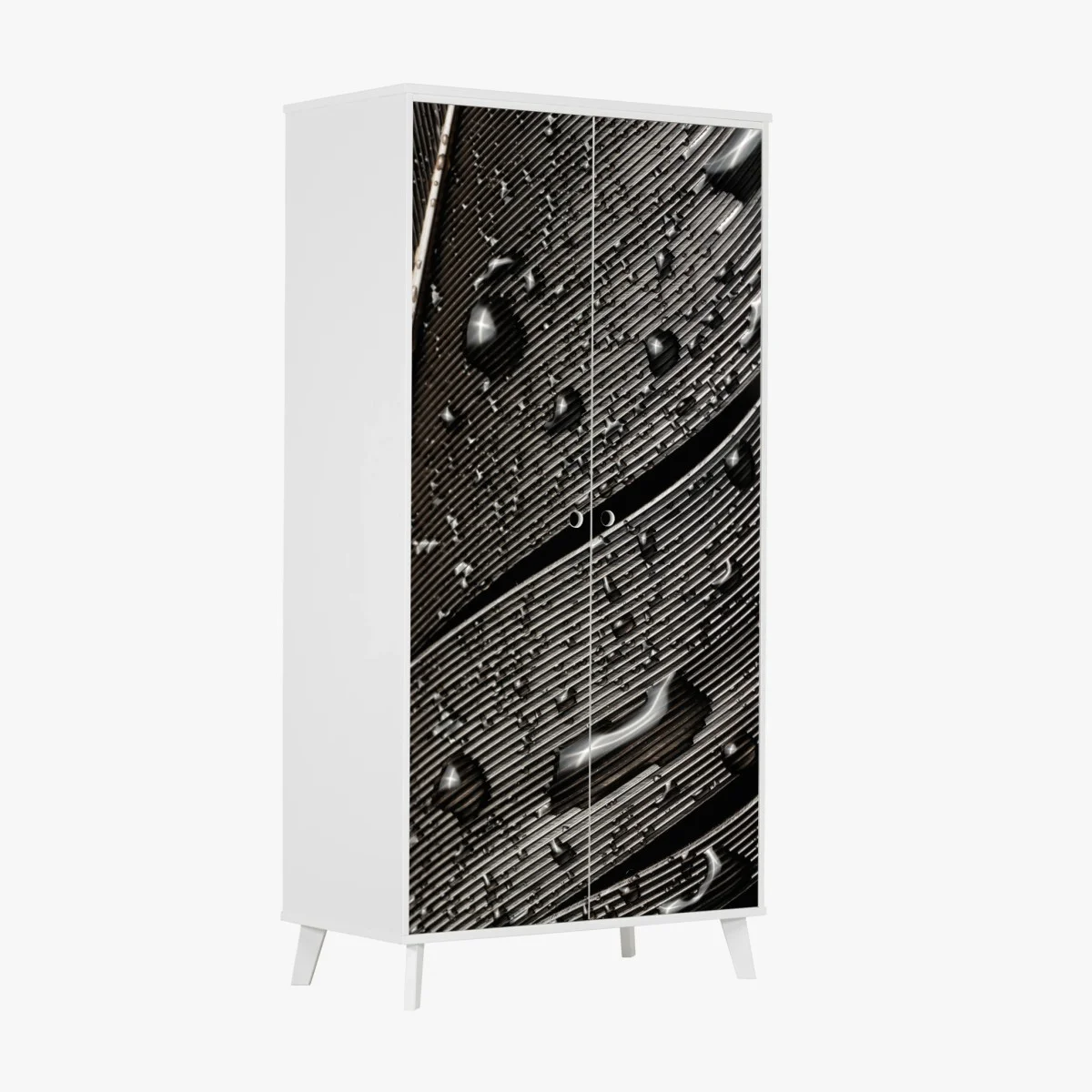 Schrankaufkleber monochrome feder mit wassertropfen – Wallnifity® Schrankaufkleber monochrome feder mit wassertropfen – Wallnifity®
