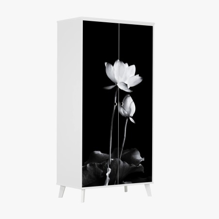 Schrankaufkleber weißer lotus in monochrom – Wallnifity®