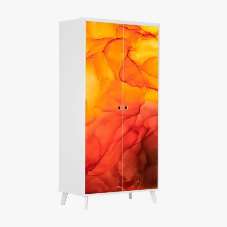 Schrankaufkleber lebendige orange abstrakte alkoholkunst – Wallnifity®