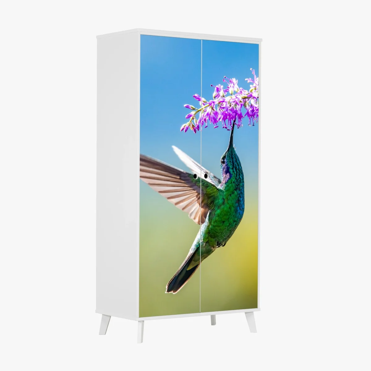 Schrankaufkleber kolibri an violetter blüte – Wallnifity® Schrankaufkleber kolibri an violetter blüte – Wallnifity®