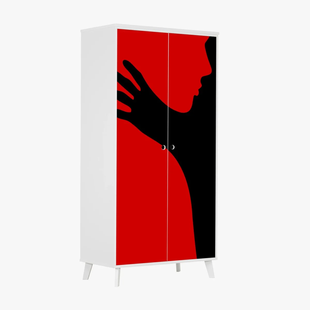 Schrankaufkleber kräftige rot-schwarze silhouette – Wallnifity® Schrankaufkleber kräftige rot-schwarze silhouette – Wallnifity®