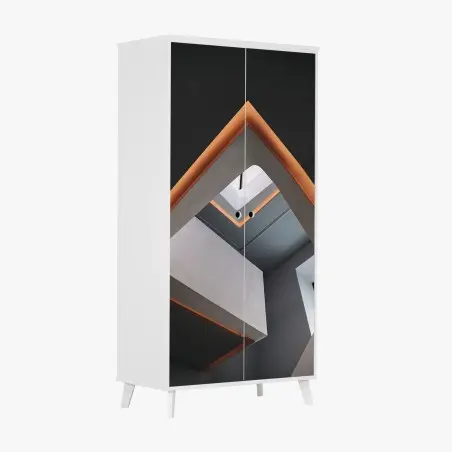 Schrankaufkleber minimalistisches geometrisches interieur mit oberlicht – Wallnifity®