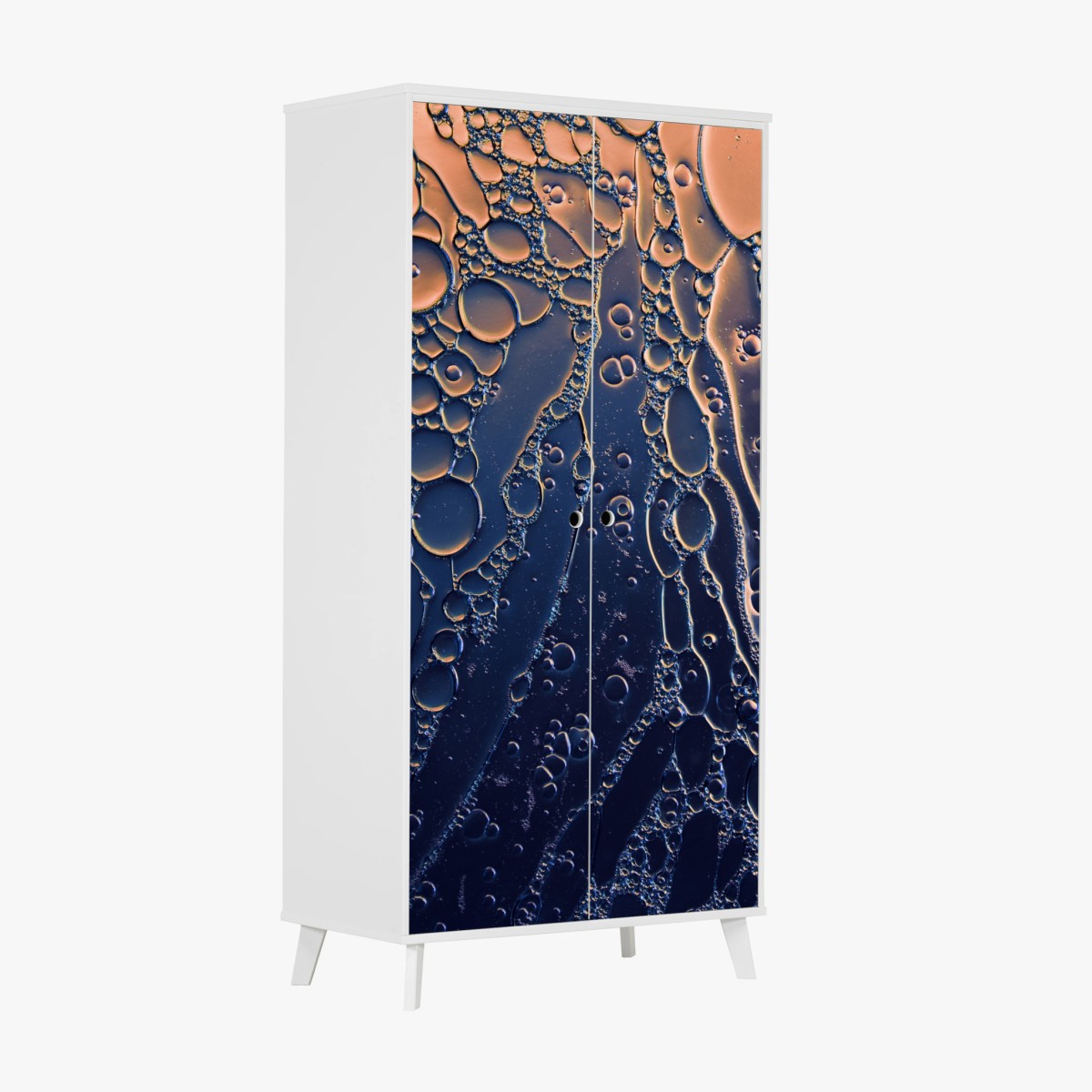 Schrankaufkleber blaue und goldene abstrakte blasen – Wallnifity®