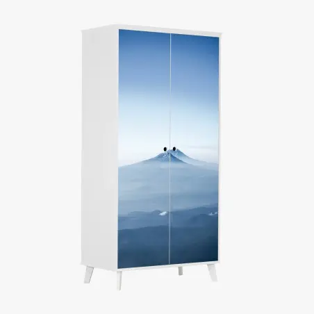 Schrankaufkleber neblige blaue berggipfel – Wallnifity®