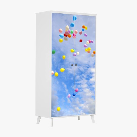 Schrankaufkleber bunte luftballons steigen in den himmel – Wallnifity®