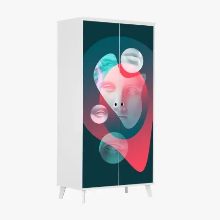 Schrankaufkleber surreales klassisches gesicht im duoton – Wallnifity®