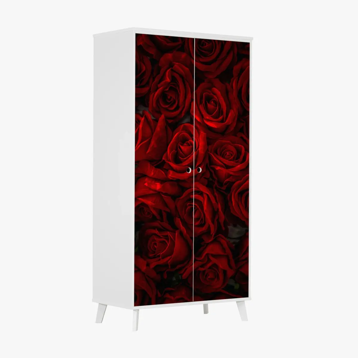 Schrankaufkleber intensive rote rosen nahaufnahme – Wallnifity®