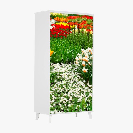Schrankaufkleber lebendiger frühlingsblumengarten – Wallnifity®