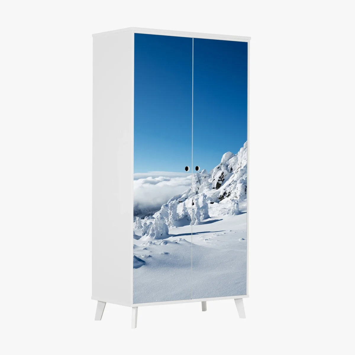 Schrankaufkleber ruhige verschneite berglandschaft – Wallnifity® Schrankaufkleber ruhige verschneite berglandschaft – Wallnifity®