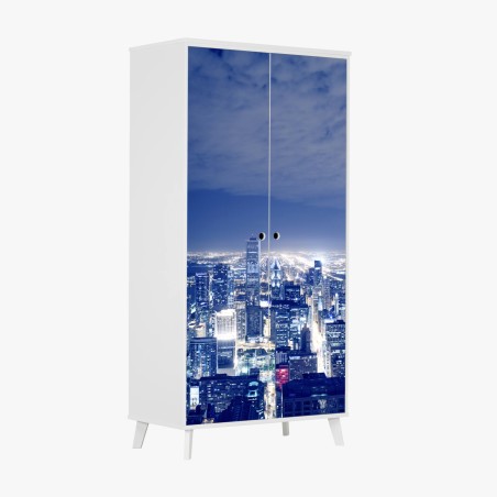 Schrankaufkleber Chicago nächtliche skyline panorama – Wallnifity®