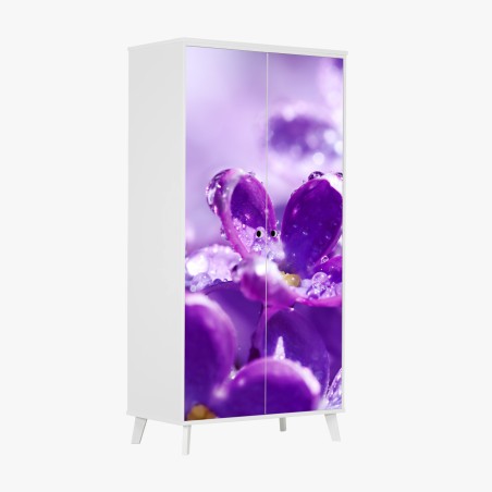 Schrankaufkleber lila fliederblüte mit tau – Wallnifity®