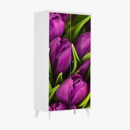 Schrankaufkleber lila tulpen im bukett – Wallnifity®