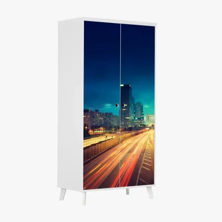 Schrankaufkleber La Défense skyline bei dämmerung – Wallnifity®