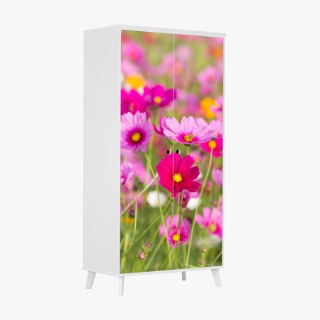 Schrankaufkleber rosa kosmeenwiese in blüte – Wallnifity®