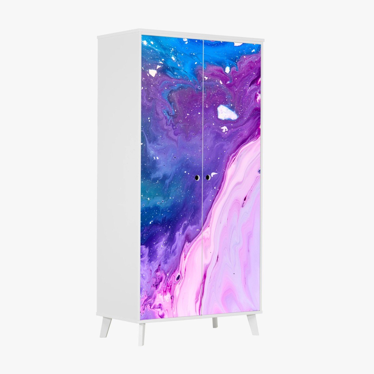 Schrankaufkleber lebendige blau-violette abstrakte acrylmalerei – Wallnifity®