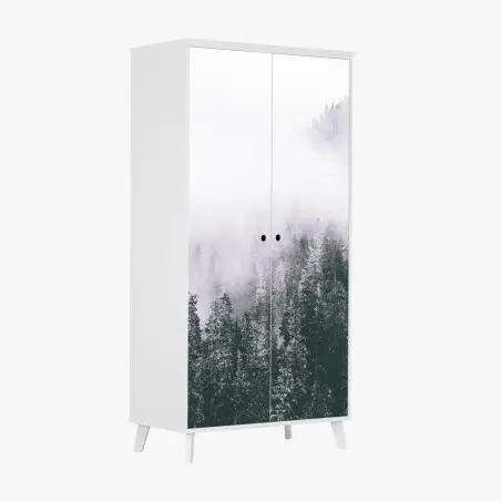 Schrankaufkleber nebliger immergrüner wald – Wallnifity®