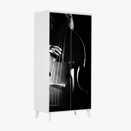 Schrankaufkleber kontrabassist im dramatischen licht – Wallnifity®