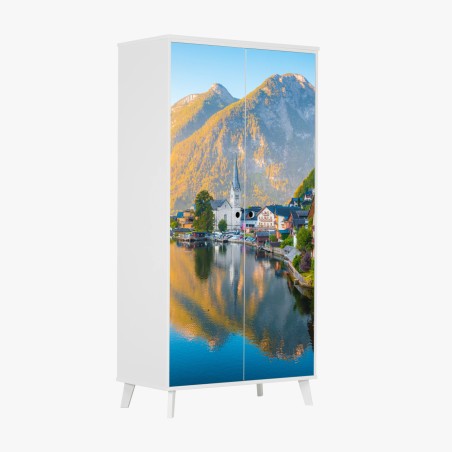 Schrankaufkleber morgendlicher lichtglanz über Hallstatt am see – Wallnifity®