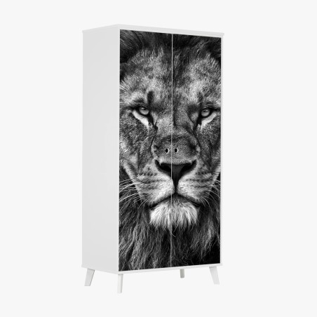 Schrankaufkleber majestätisches löwenportrait in monochrom – Wallnifity®