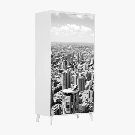 Schrankaufkleber Chicago skyline in graustufen – Wallnifity®