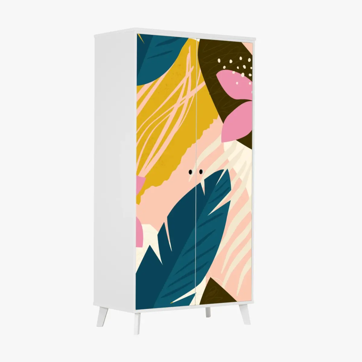 Schrankaufkleber tropisches abstraktes blumenmotiv – Wallnifity®