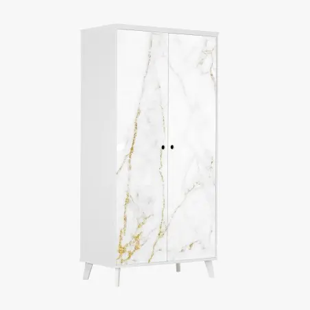 Schrankaufkleber weißer marmor mit goldenen adern – Wallnifity®