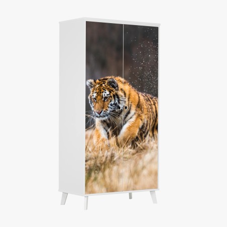 Schrankaufkleber sibirischer tiger in bewegung – Wallnifity®